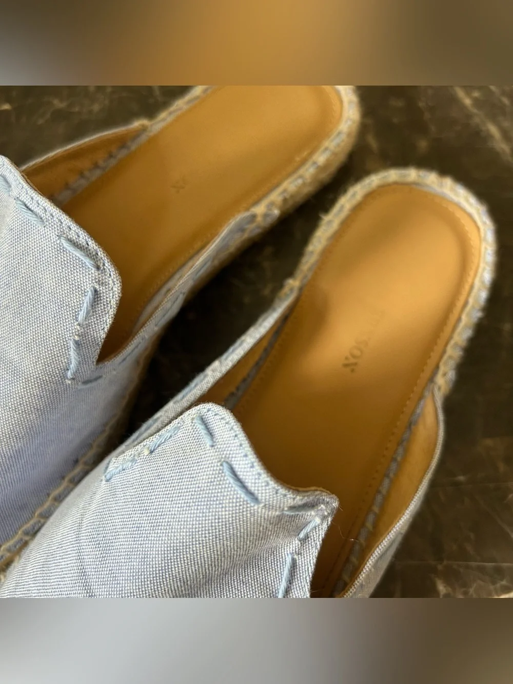 Matt Bernson SMYL Chambray Mules Espadrilles Baby Blue Canvas Size 9 Women’s